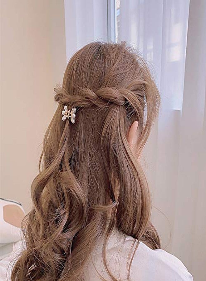 Toolzeen Mini Pearl Hair Barrettes for Women Girls, 10pcs Sweet Artificial Pearl Hair Clips, Flower Pins Clips for Party Wedding Daily - Image 3